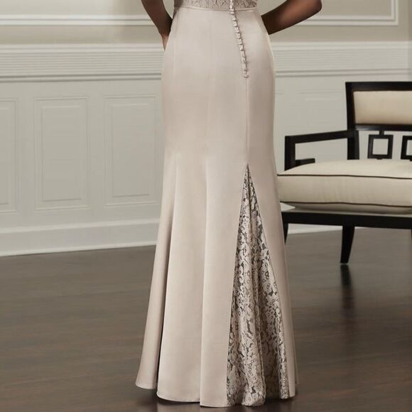 NWT Christina Wu Celebrations Formal Lace and Satin Maxi dress Sz 8 - Picture 3 of 10